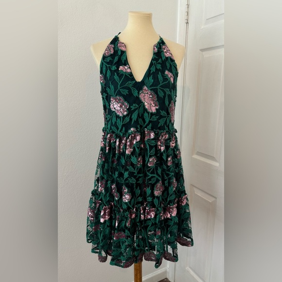 Belle Badgley Mischka Denya Floral A-line Cocktail Dress Lace Fairy Size 10 - Picture 1 of 11